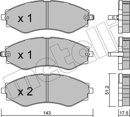 Metelli 22-0509-0 - Bremsbelagsatz, Scheibenbremse alexcarstop-ersatzteile.com