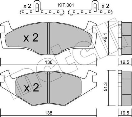 Metelli 22-0045-1K - Bremsbelagsatz, Scheibenbremse alexcarstop-ersatzteile.com