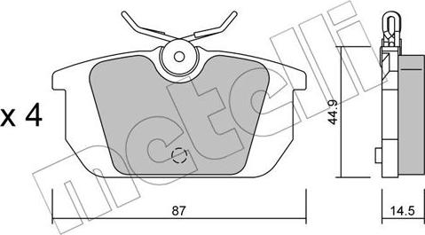 Metelli 22-0064-0 - Bremsbelagsatz, Scheibenbremse alexcarstop-ersatzteile.com