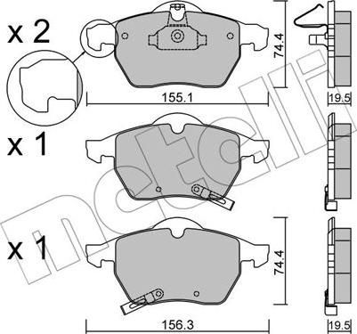 Metelli 22-0118-2 - Bremsbelagsatz, Scheibenbremse alexcarstop-ersatzteile.com