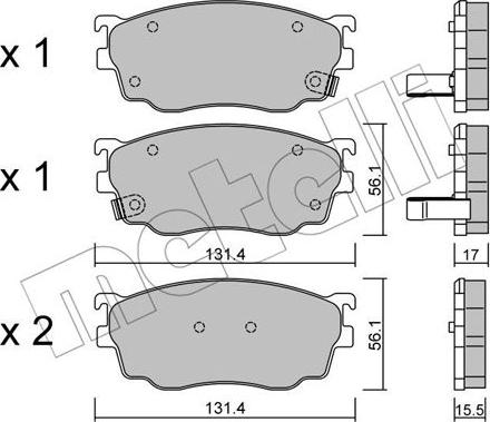 Metelli 22-0301-0 - Bremsbelagsatz, Scheibenbremse alexcarstop-ersatzteile.com