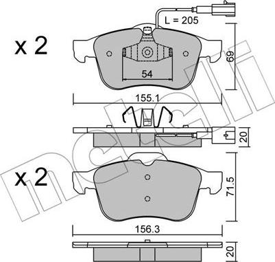 Metelli 22-0703-1 - Bremsbelagsatz, Scheibenbremse alexcarstop-ersatzteile.com