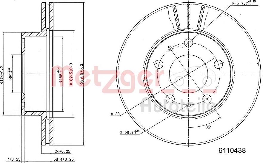 Metzger 6110438 - Bremsscheibe alexcarstop-ersatzteile.com