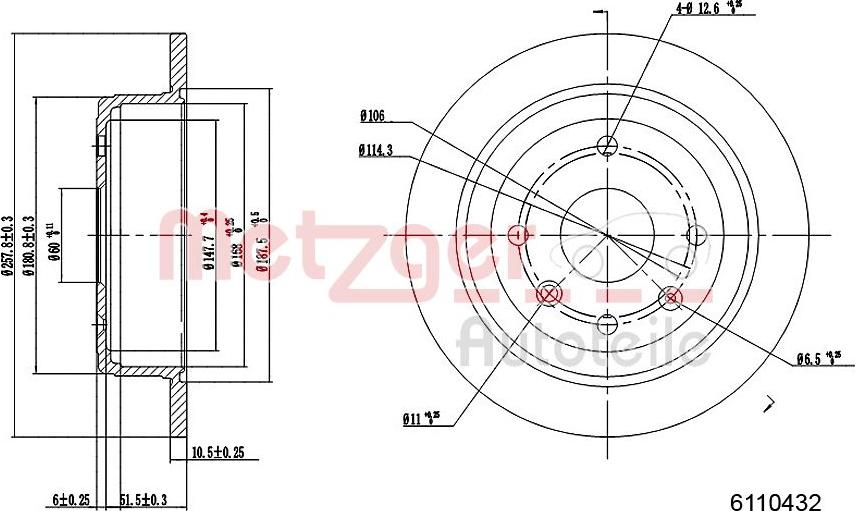 Metzger 6110432 - Bremsscheibe alexcarstop-ersatzteile.com