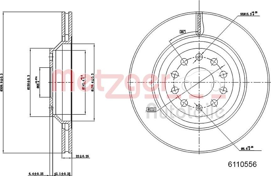 Metzger 6110556 - Bremsscheibe alexcarstop-ersatzteile.com