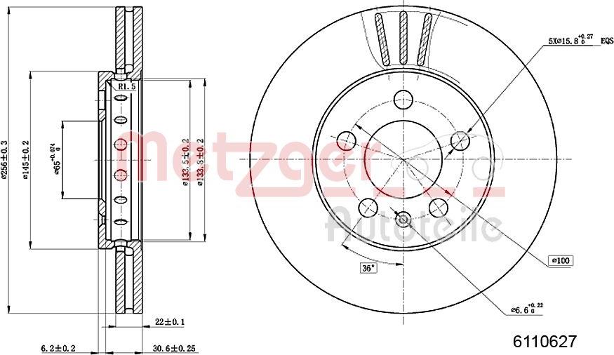 Metzger 6110627 - Bremsscheibe alexcarstop-ersatzteile.com