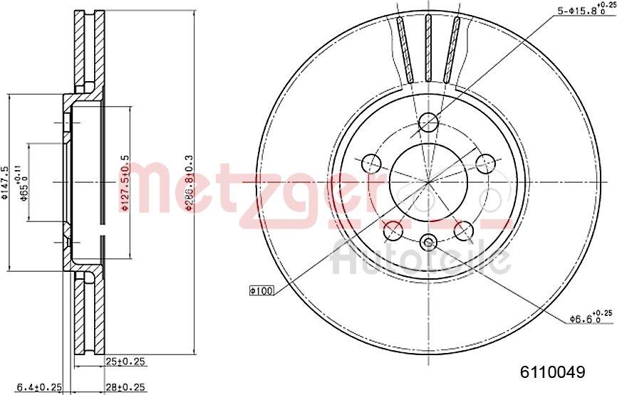 Metzger 6110049 - Bremsscheibe alexcarstop-ersatzteile.com