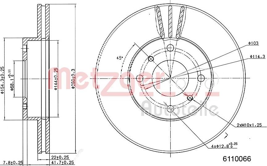 Metzger 6110066 - Bremsscheibe alexcarstop-ersatzteile.com