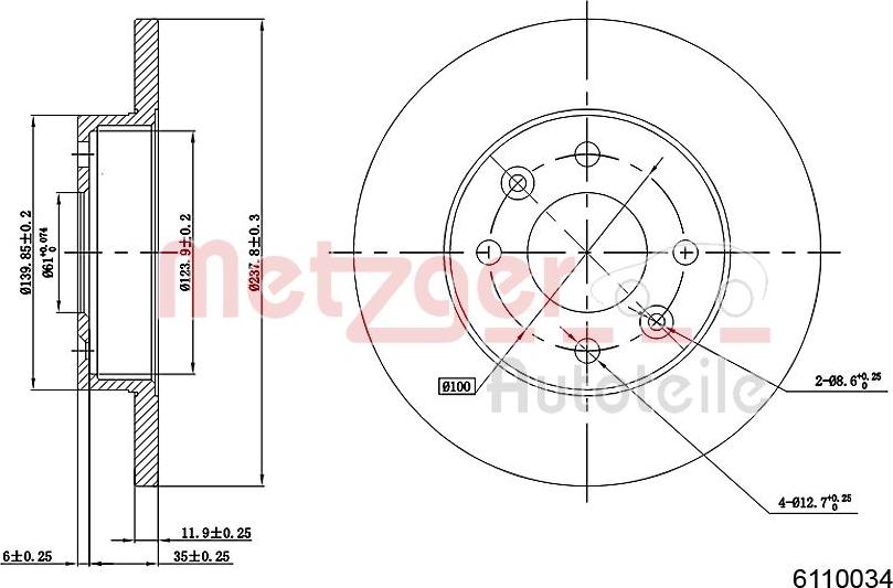 Metzger 6110034 - Bremsscheibe alexcarstop-ersatzteile.com