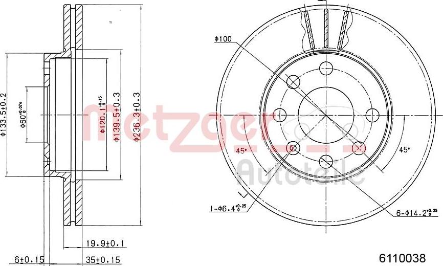 Metzger 6110038 - Bremsscheibe alexcarstop-ersatzteile.com