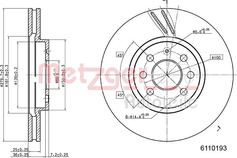 Metzger 6110193 - Bremsscheibe alexcarstop-ersatzteile.com