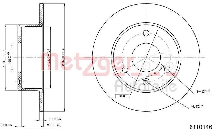 Metzger 6110146 - Bremsscheibe alexcarstop-ersatzteile.com