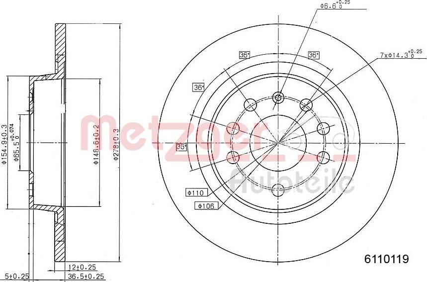 Metzger 6110119 - Bremsscheibe alexcarstop-ersatzteile.com