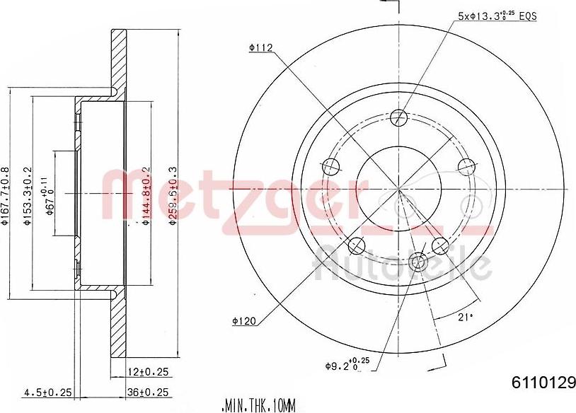 Metzger 6110129 - Bremsscheibe alexcarstop-ersatzteile.com