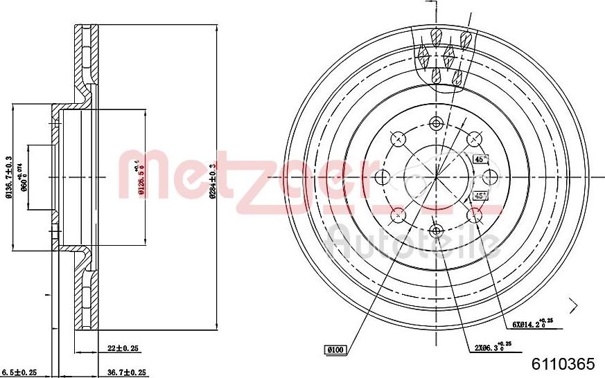 Metzger 6110365 - Bremsscheibe alexcarstop-ersatzteile.com