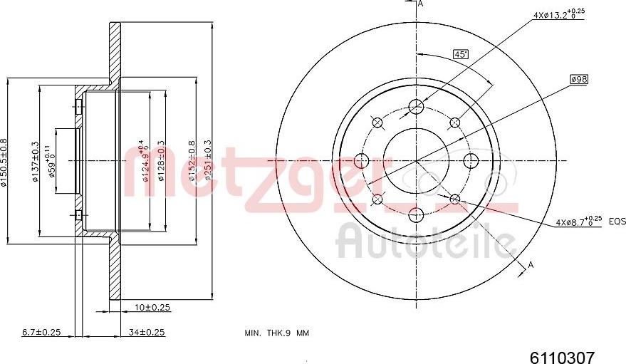 Metzger 6110307 - Bremsscheibe alexcarstop-ersatzteile.com