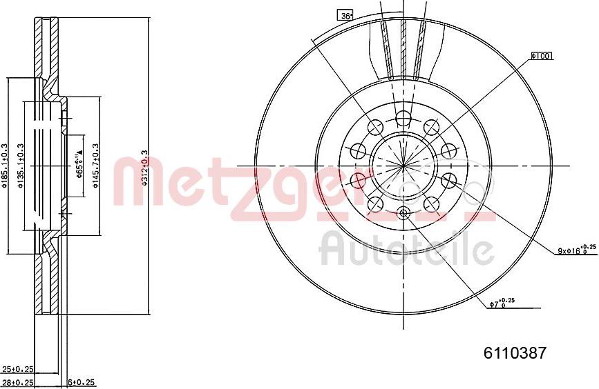 Metzger 6110387 - Bremsscheibe alexcarstop-ersatzteile.com