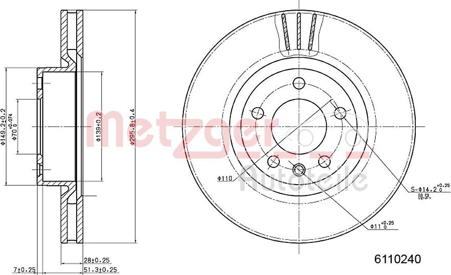 Metzger 6110240 - Bremsscheibe alexcarstop-ersatzteile.com