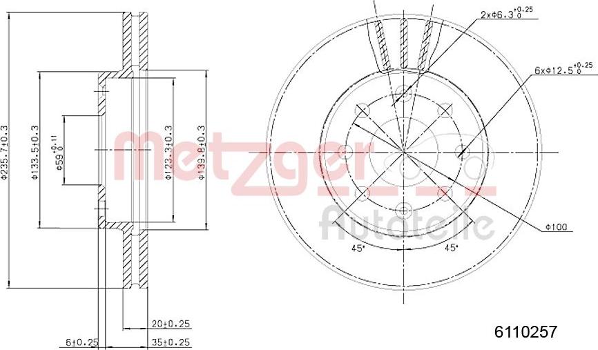 Metzger 6110257 - Bremsscheibe alexcarstop-ersatzteile.com