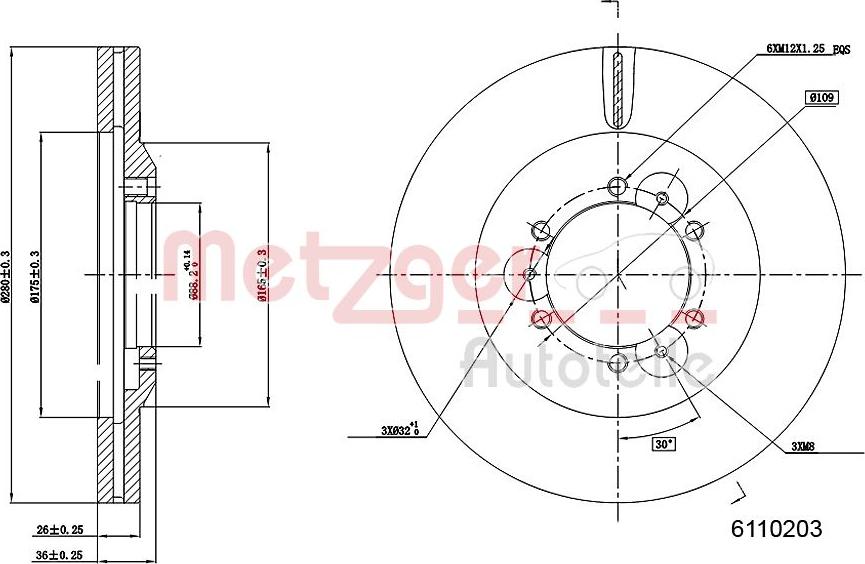 Metzger 6110203 - Bremsscheibe alexcarstop-ersatzteile.com