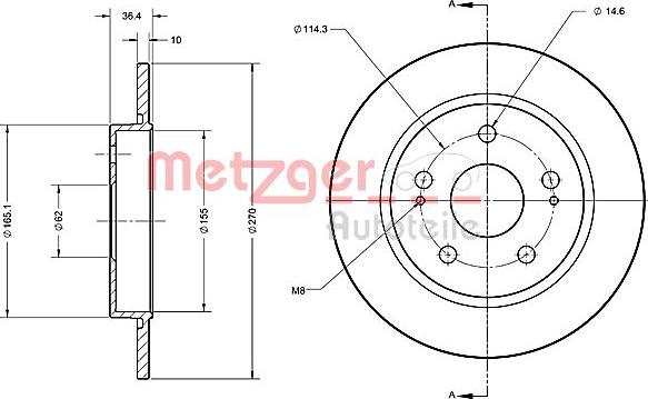 Metzger 6110234 - Bremsscheibe alexcarstop-ersatzteile.com