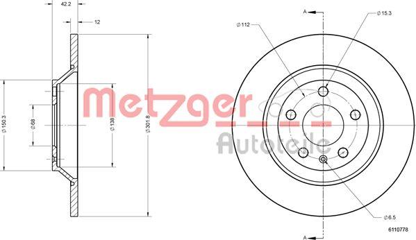 Metzger 6110778 - Bremsscheibe alexcarstop-ersatzteile.com