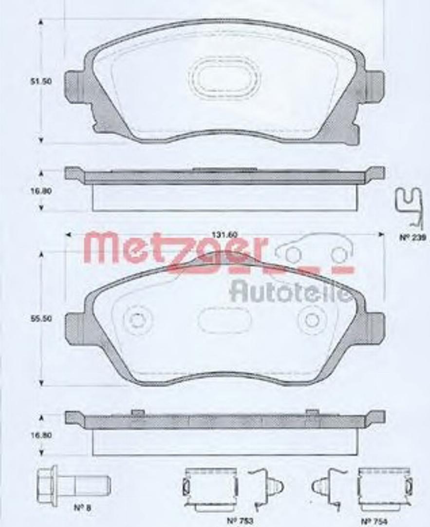 Metzger 077460 - Bremsbelagsatz, Scheibenbremse alexcarstop-ersatzteile.com