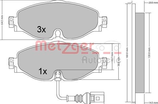 Metzger 1170411 - Bremsbelagsatz, Scheibenbremse alexcarstop-ersatzteile.com