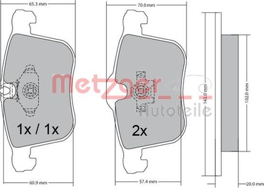 Metzger 1170481 - Bremsbelagsatz, Scheibenbremse alexcarstop-ersatzteile.com