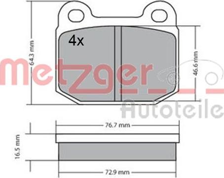 Metzger 1170425 - Bremsbelagsatz, Scheibenbremse alexcarstop-ersatzteile.com