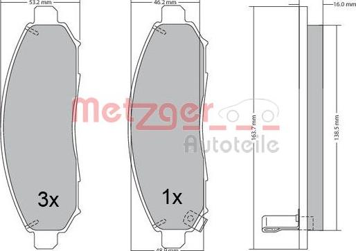 Metzger 1170541 - Bremsbelagsatz, Scheibenbremse alexcarstop-ersatzteile.com