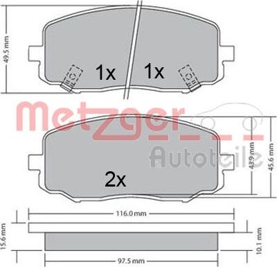 Metzger 1170588 - Bremsbelagsatz, Scheibenbremse alexcarstop-ersatzteile.com