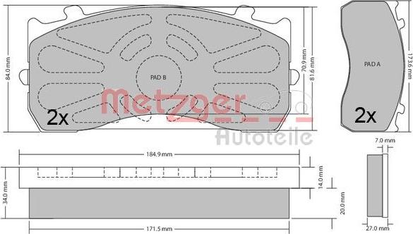 Metzger 1170525 - Bremsbelagsatz, Scheibenbremse alexcarstop-ersatzteile.com