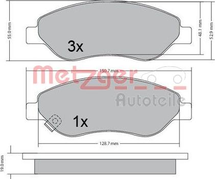 Metzger 1170655 - Bremsbelagsatz, Scheibenbremse alexcarstop-ersatzteile.com