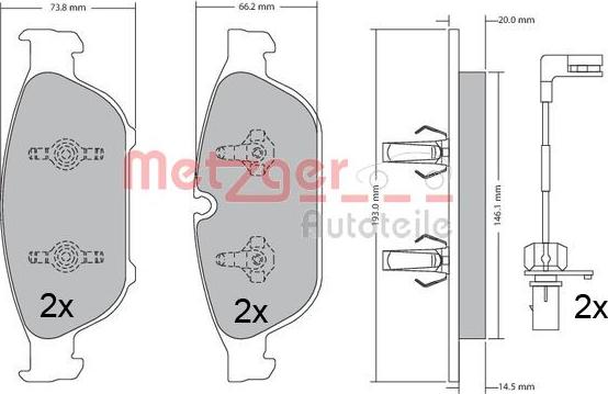 Metzger 1170657 - Bremsbelagsatz, Scheibenbremse alexcarstop-ersatzteile.com