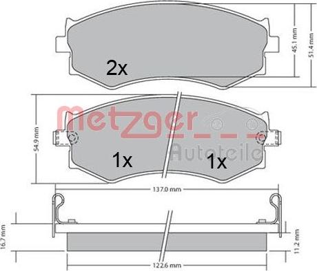 Metzger 1170603 - Bremsbelagsatz, Scheibenbremse alexcarstop-ersatzteile.com