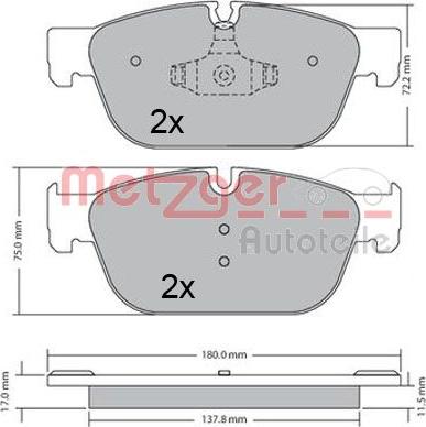 Metzger 1170619 - Bremsbelagsatz, Scheibenbremse alexcarstop-ersatzteile.com