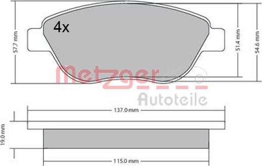 Metzger 1170614 - Bremsbelagsatz, Scheibenbremse alexcarstop-ersatzteile.com