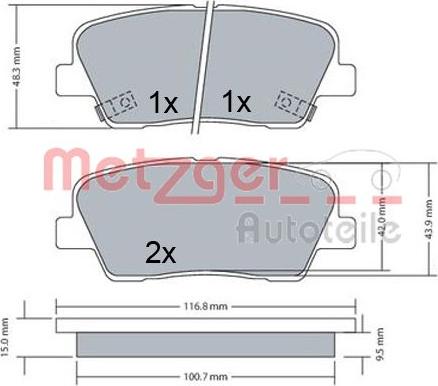 Metzger 1170687 - Bremsbelagsatz, Scheibenbremse alexcarstop-ersatzteile.com