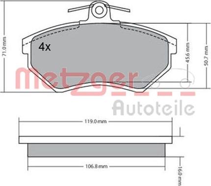 Metzger 1170095 - Bremsbelagsatz, Scheibenbremse alexcarstop-ersatzteile.com