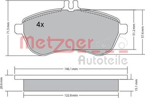 Metzger 1170046 - Bremsbelagsatz, Scheibenbremse alexcarstop-ersatzteile.com