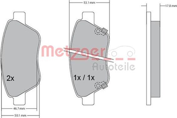 Metzger 1170057 - Bremsbelagsatz, Scheibenbremse alexcarstop-ersatzteile.com