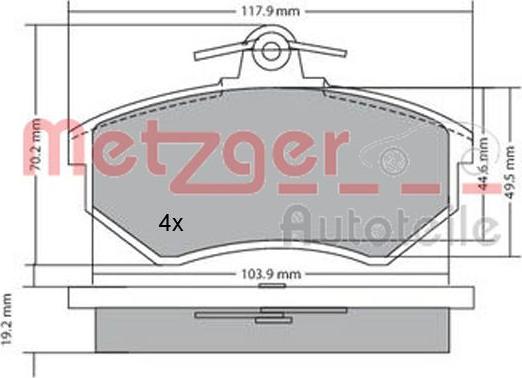 Metzger 1170066 - Bremsbelagsatz, Scheibenbremse alexcarstop-ersatzteile.com