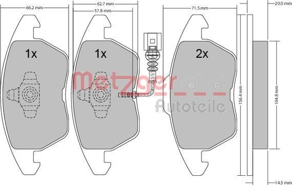 Metzger 1170007 - Bremsbelagsatz, Scheibenbremse alexcarstop-ersatzteile.com