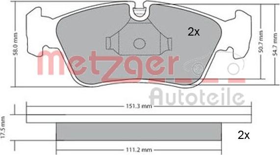 Metzger 1170019 - Bremsbelagsatz, Scheibenbremse alexcarstop-ersatzteile.com