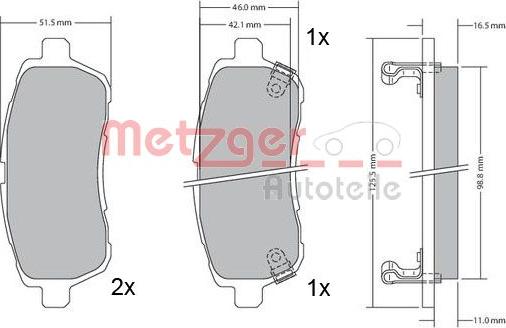 Metzger 1170017 - Bremsbelagsatz, Scheibenbremse alexcarstop-ersatzteile.com