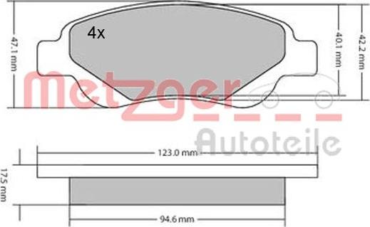 Metzger 1170089 - Bremsbelagsatz, Scheibenbremse alexcarstop-ersatzteile.com