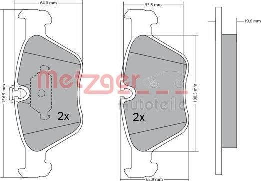 Metzger 1170086 - Bremsbelagsatz, Scheibenbremse alexcarstop-ersatzteile.com