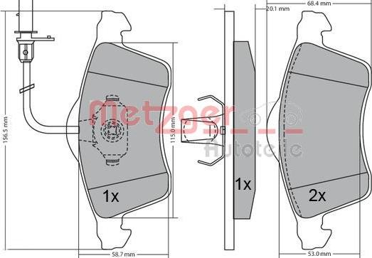 Metzger 1170196 - Bremsbelagsatz, Scheibenbremse alexcarstop-ersatzteile.com