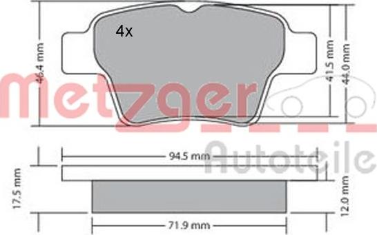 Metzger 1170198 - Bremsbelagsatz, Scheibenbremse alexcarstop-ersatzteile.com